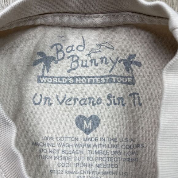 Bad Bunny Shirt Mens Medium Beige Un Verano Sin Ti World’s Hottest Tour Concert - Picture 4 of 9